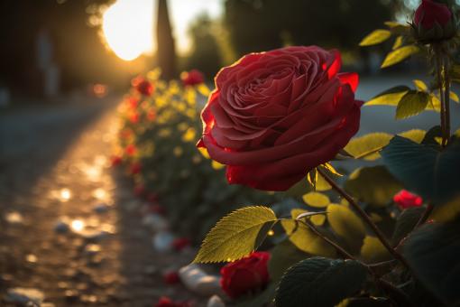 Free Stock Photo of Romantic Red Rose in Bloom