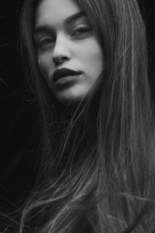 B&W Portrait of Girl with Long Hair - Free Stock Photo