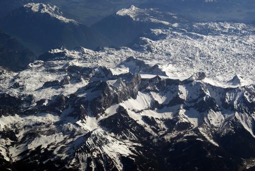 Free Stock Photo of Snowy Alps from Above