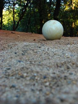 Free Stock Photo of Volleyball on Red Ground