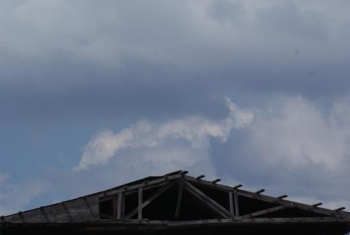 Free Stock Photo of Derelict pier roof and sky