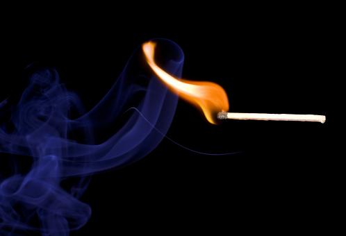 Free Stock Photo of Burning Match and Blue Smoke