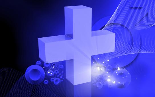 Free Stock Photo of Medical Icon - Cross on Blue Background