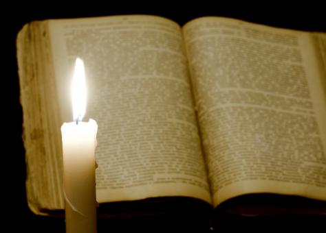 Free Stock Photo of book and candle
