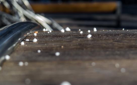 Free Stock Photo of Snowflakes on the bench