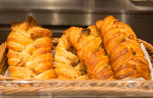 Free Stock Photo of Pecan nuts and maple syrup Danish pastry