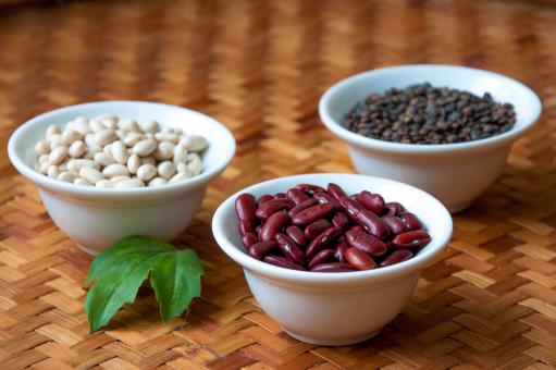 Free Stock Photo of Red beans, white beans and lentils