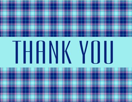 Free Stock Photo of Aqua Daydream Plaid Postcard - Thank you