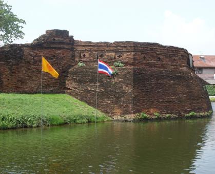 Free Stock Photo of Defensive wall and moat of Chiang Mai