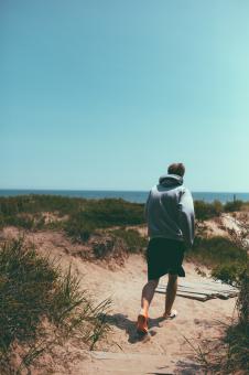 Free Stock Photo of Hiker on the run