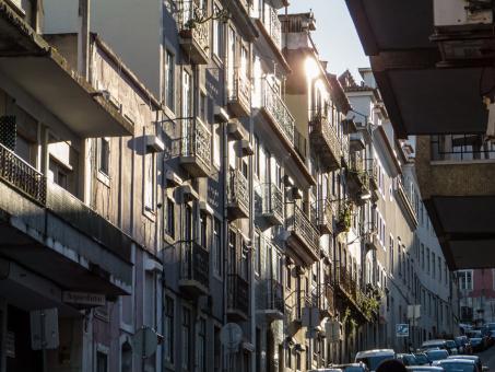 Free Stock Photo of Lisbon architecture - sunny street
