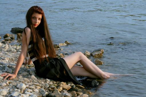 Free Stock Photo of Girl on the Shore