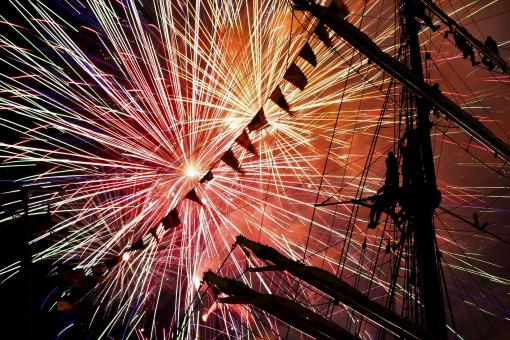 Free Stock Photo of Urban Fireworks
