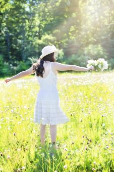 Free Stock Photo of Pretty Girl in the Wildflowers