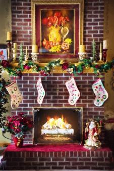 Free Stock Photo of Christmas Fireplace