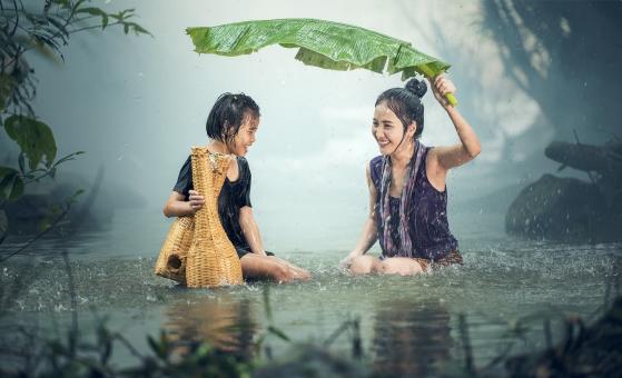 Free Stock Photo of Taking Bath in Running Water