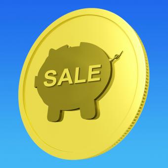 Free Stock Photo of Sale Coin Means Reduced Price Or Discounted Goods