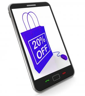 Free Stock Photo of Twenty Percent Off Phone Shows Online Sales and Discounts