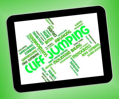 Free Stock Photo of Cliff Jumping Shows High Wordcloud And Words