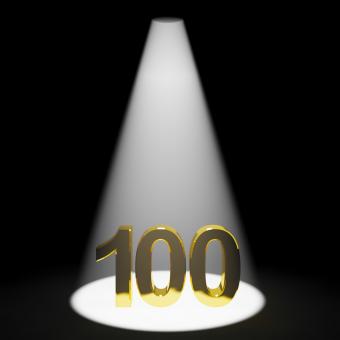 Free Stock Photo of Gold 100th Or One Hundred 3d Number Representing Anniversary Or Birthd