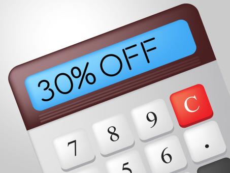 Free Stock Photo of Thirty Percent Off Means Discounts Clearance And Calculate