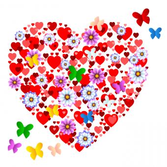 Free Stock Photo of Hearts Butterflies Shows Valentine Day And Animals