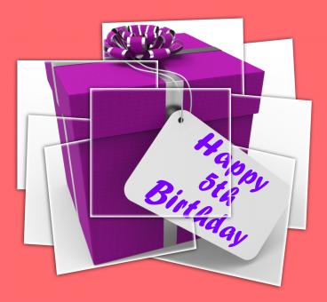 Free Stock Photo of Happy Fifth Birthday Gift Displays Five Years Old