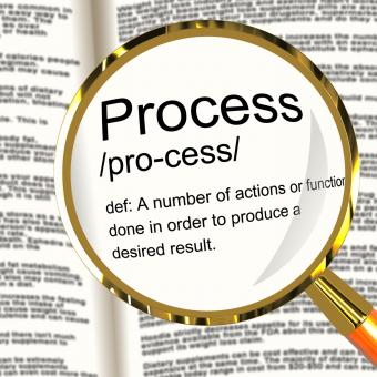 Free Stock Photo of Process Definition Magnified Showing Result From Actions Or Functions