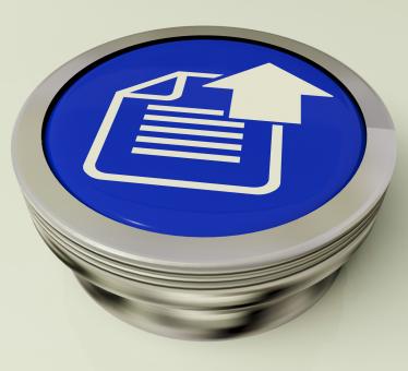 Free Stock Photo of Upload Arrow And File Button Shows Uploaded Software or Data