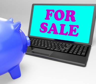 Free Stock Photo of For Sale Laptop Means Advertising Products To Buyers