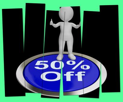 Free Stock Photo of Fifty Percent Off Pressed Shows 50 Price Markdown