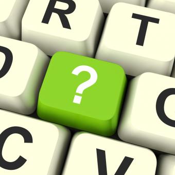 Free Stock Photo of Question Mark Key Shows Doubt And Help