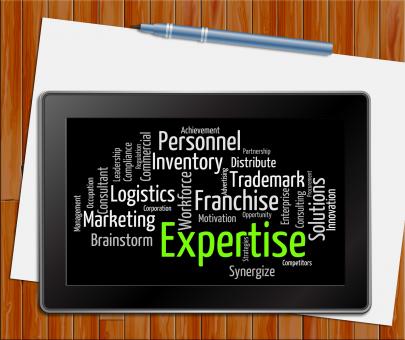 Free Stock Photo of Expertise Word Shows Educated Proficiency And Wordclouds Tablet