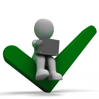 Free Stock Photo of Laptop And Tick Showing Online Success