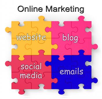 Free Stock Photo of Online Marketing Puzzle Shows Websites And Blogs