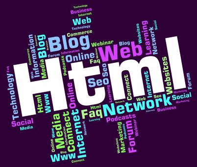 Free Stock Photo of Html Word Indicates Hypertext Markup Language And Web
