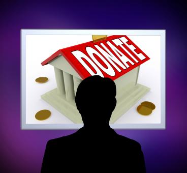 Free Stock Photo of Donate On House Or Money Box Man Means Give For Home