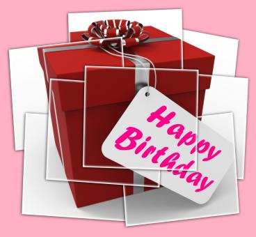Free Stock Photo of Happy Birthday Gift Displays Celebrating Age And Years