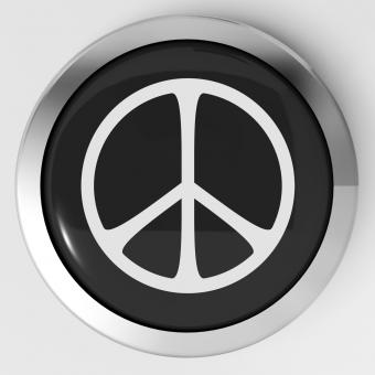 Free Stock Photo of Peace Sign Button Shows Love Not War