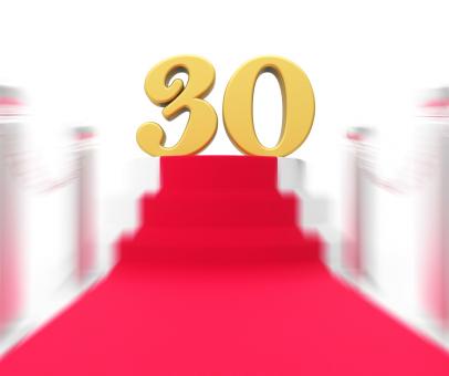 Free Stock Photo of Golden Thirty On Red Carpet Displays Film Industry Anniversary Event