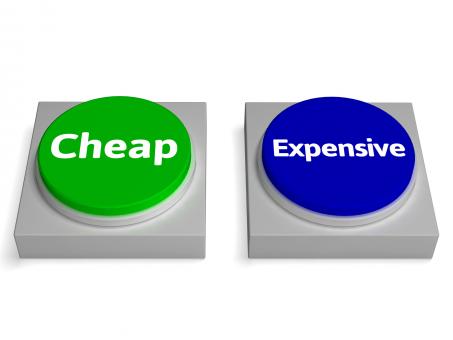 Free Stock Photo of Cheap Expensive Buttons Shows Discount Or Costly