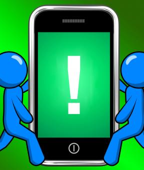 Free Stock Photo of Exclamation Mark On Phone Displays Attention Warning