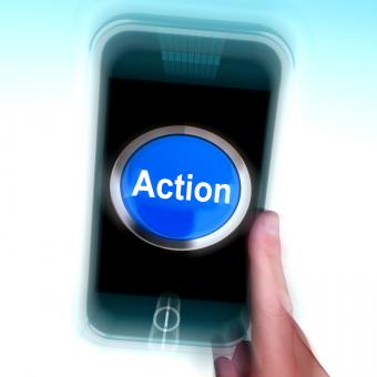 Free Stock Photo of Action In Mobile phone Shows Inspired Activity