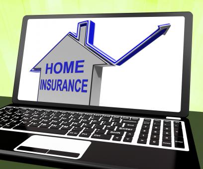 Free Stock Photo of Home Insurance House Laptop Shows Protection And Cover