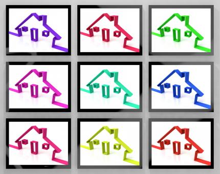 Free Stock Photo of Houses On Monitors Showing Apartments Buildings