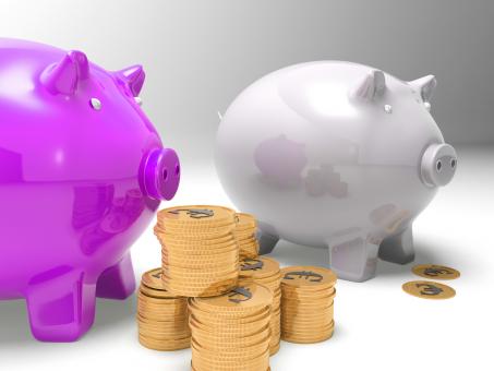 Free Stock Photo of Piggybanks And Coins Shows European Profits