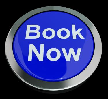 Free Stock Photo of Blue Book Now Button For Hotel Or Flight Reservation