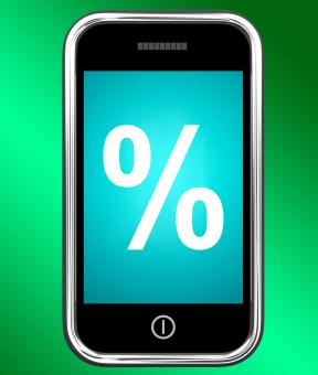 Free Stock Photo of Percent Sign On Phone Shows Percentage Discount Or Investment