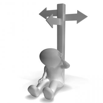 Free Stock Photo of Signpost And 3d Man Showing Confusion And Decision