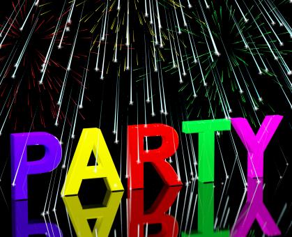 Free Stock Photo of Party Word With Fireworks Showing Clubbing Nightlife Or Disco